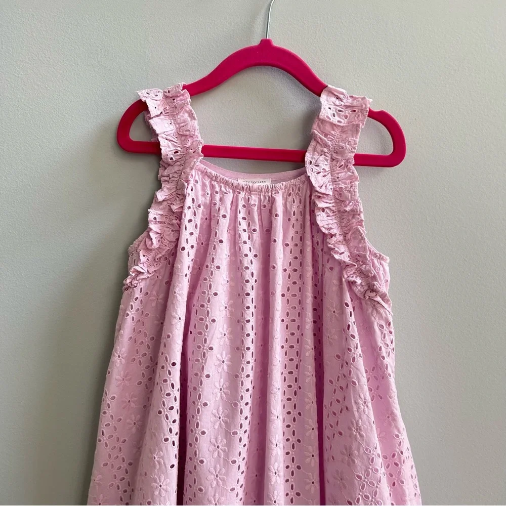 Crewcuts Girl Pink Eyelet-Embroidered Sleeveless Cotton Dress, Size 7 - Picture 2 of 7